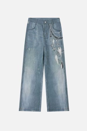 Concert Outfit Chains Print Jeans