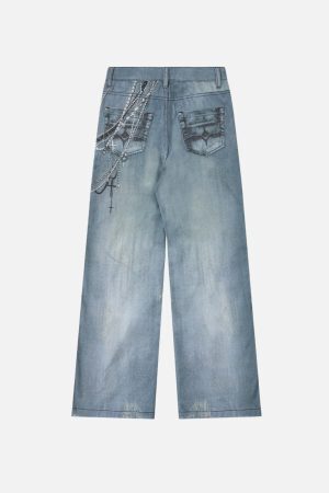 Concert Outfit Chains Print Jeans