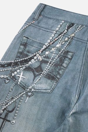 Concert Outfit Chains Print Jeans