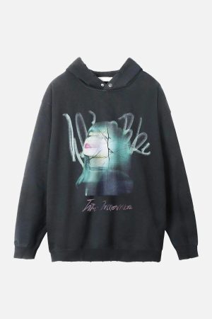 Concert Outfit Character Portrait Old Hip-Hop Loose Worn Hoodie