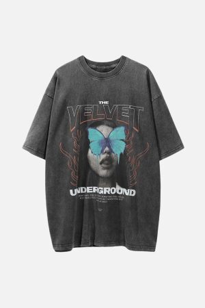 Concert Outfit Character Printed Washed & Aged T-Shirt