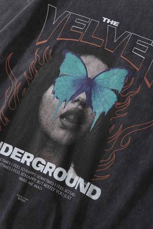 Concert Outfit Character Printed Washed & Aged T-Shirt