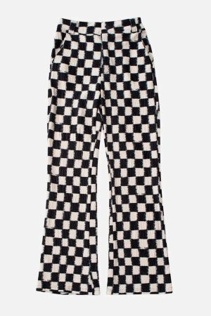 Concert Outfit Checkerboard Elastic Horn Pants