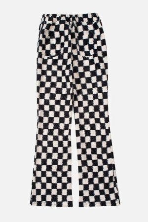Concert Outfit Checkerboard Elastic Horn Pants