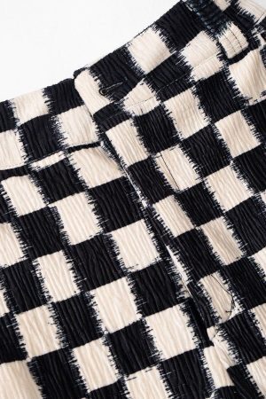 Concert Outfit Checkerboard Elastic Horn Pants