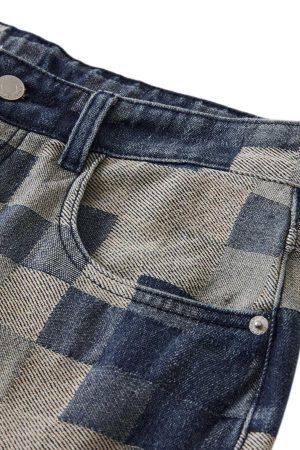 Concert Outfit Checkerboard Jacquard Wide Leg Jeans