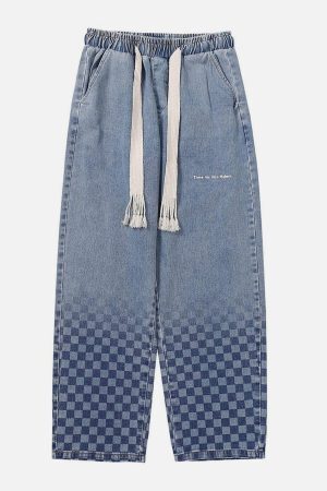 Concert Outfit Checkerboard Print Jeans