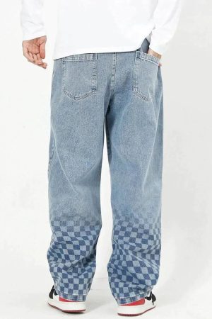Concert Outfit Checkerboard Print Jeans