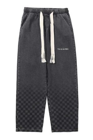 Concert Outfit Checkerboard Print Jeans