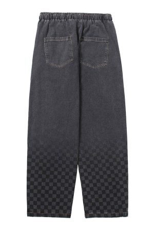 Concert Outfit Checkerboard Print Jeans