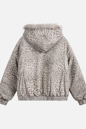 Concert Outfit Cheetah Print Mink Fur Hooded Jacket