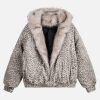 Concert Outfit Cheetah Print Mink Fur Hooded Jacket