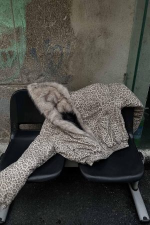 Concert Outfit Cheetah Print Mink Fur Hooded Jacket