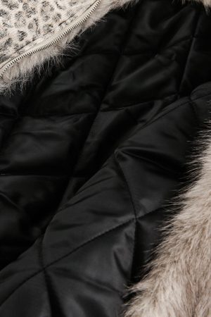 Concert Outfit Cheetah Print Mink Fur Hooded Jacket