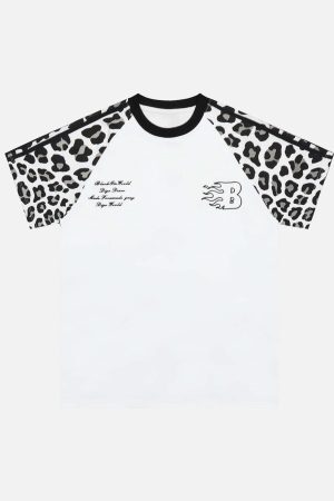 Concert Outfit Cheetah Print Raglan Sleeve T-Shirt