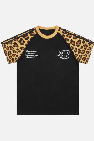 Concert Outfit Cheetah Print Raglan Sleeve T-Shirt