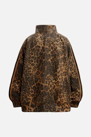 Concert Outfit Cheetah Print Suede Track Jacket