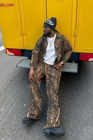 Concert Outfit Cheetah Print Suede Track Jacket