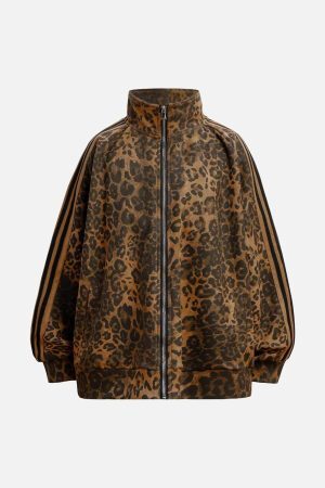 Concert Outfit Cheetah Print Suede Track Jacket
