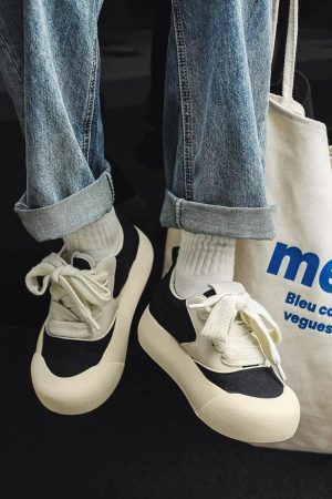 Concert Outfit Chunky Round-Toe Color-Block Rap Sneakers