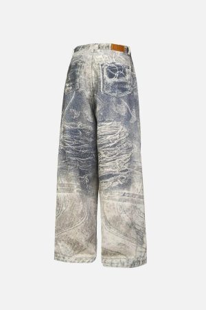 Concert Outfit Cigarette Digital Print Imitation Jeans