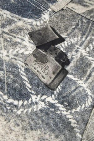 Concert Outfit Cigarette Digital Print Imitation Jeans