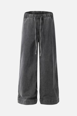Concert Outfit Classic Washed Drawstring Baggy Jeans