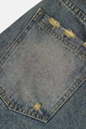 Concert Outfit Clean Fit Whisker Patchwork Cropped Denim Jorts