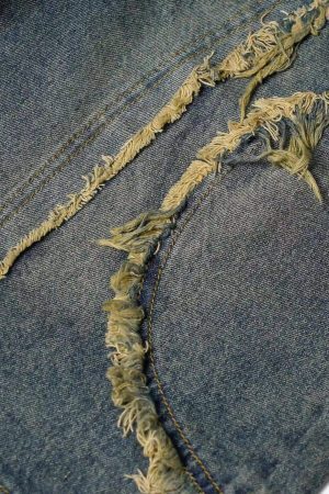 Concert Outfit Clean Fit Whisker Patchwork Cropped Denim Jorts