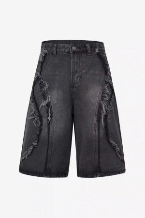 Concert Outfit Clean Fit Whisker Patchwork Cropped Denim Jorts