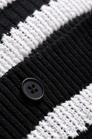 Concert Outfit Cleanfit Striped Knit Cardigan Shirt