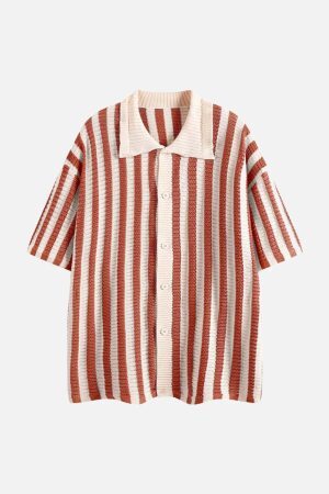 Concert Outfit Cleanfit Striped Knit Cardigan Shirt