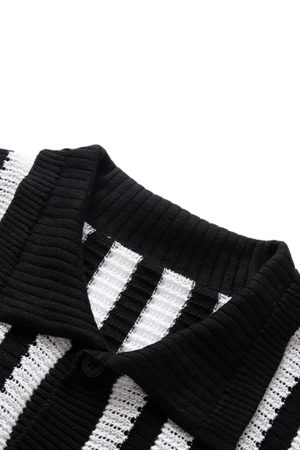 Concert Outfit Cleanfit Striped Knit Cardigan Shirt