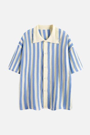 Concert Outfit Cleanfit Striped Knit Cardigan Shirt