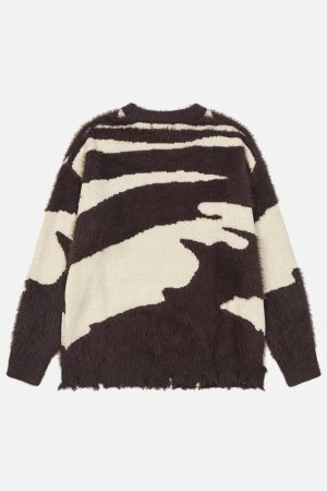 Concert Outfit Color Block Letter Jacquard Sweater