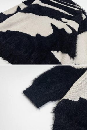 Concert Outfit Color Block Letter Jacquard Sweater