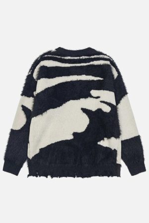 Concert Outfit Color Block Letter Jacquard Sweater