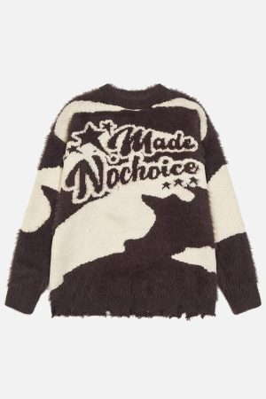 Concert Outfit Color Block Letter Jacquard Sweater