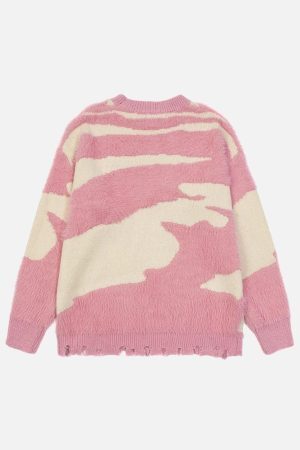 Concert Outfit Color Block Letter Jacquard Sweater