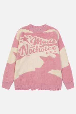 Concert Outfit Color Block Letter Jacquard Sweater