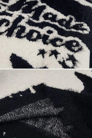 Concert Outfit Color Block Letter Jacquard Sweater