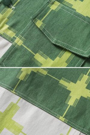 Concert Outfit Color Block Patchwork Denim Jacket