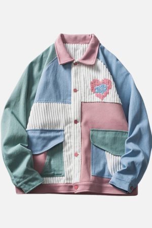Concert Outfit Color Block Patchwork Heart Jacket