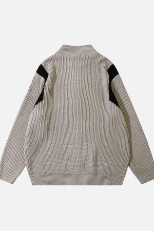 Concert Outfit Color Block Zipper Sweater Jacket