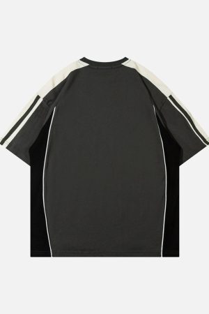 Concert Outfit Color-Blocked Strip Racing T-Shirt