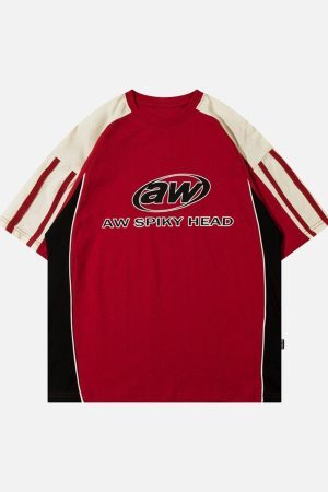 Concert Outfit Color-Blocked Strip Racing T-Shirt