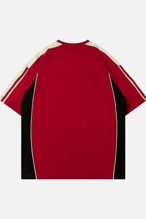 Concert Outfit Color-Blocked Strip Racing T-Shirt