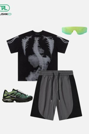 Concert Outfit Color Blocking Drawstring Shorts