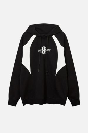 Concert Outfit Color Blocking Gothic Letter Hoodie