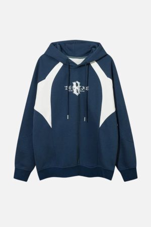 Concert Outfit Color Blocking Gothic Letter Hoodie